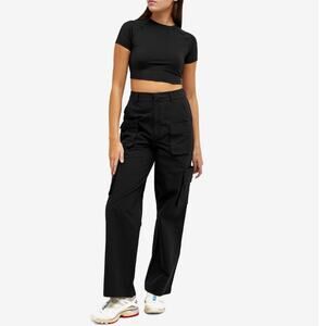 adanola cargo multi pocket trouser black pants size S CL2